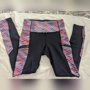 Athleta Women's Navy and Pink Fleece Leggings